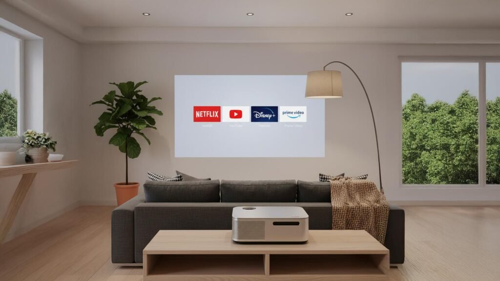 IPTV sur projecteur 4K avec écran géant pour une expérience cinéma immersive