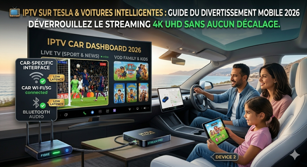 iptv tesla streaming ecran voiture connectee