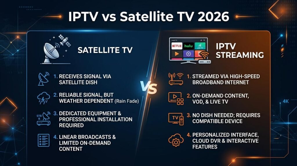 IPTV vs satellite comparaison streaming moderne vs parabole traditionnelle
